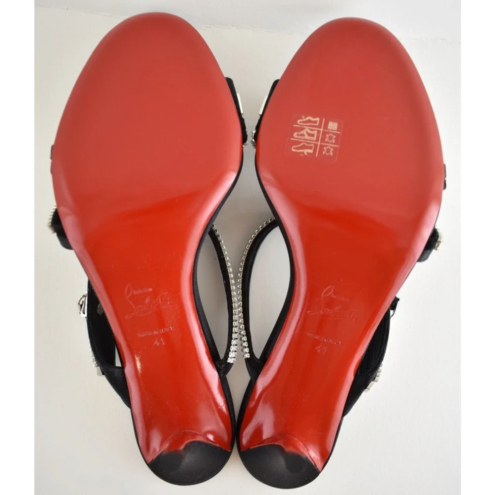 Christian Louboutin Merylzip Strass 80 Black Crystal Sandal Mule Heel Pump 41